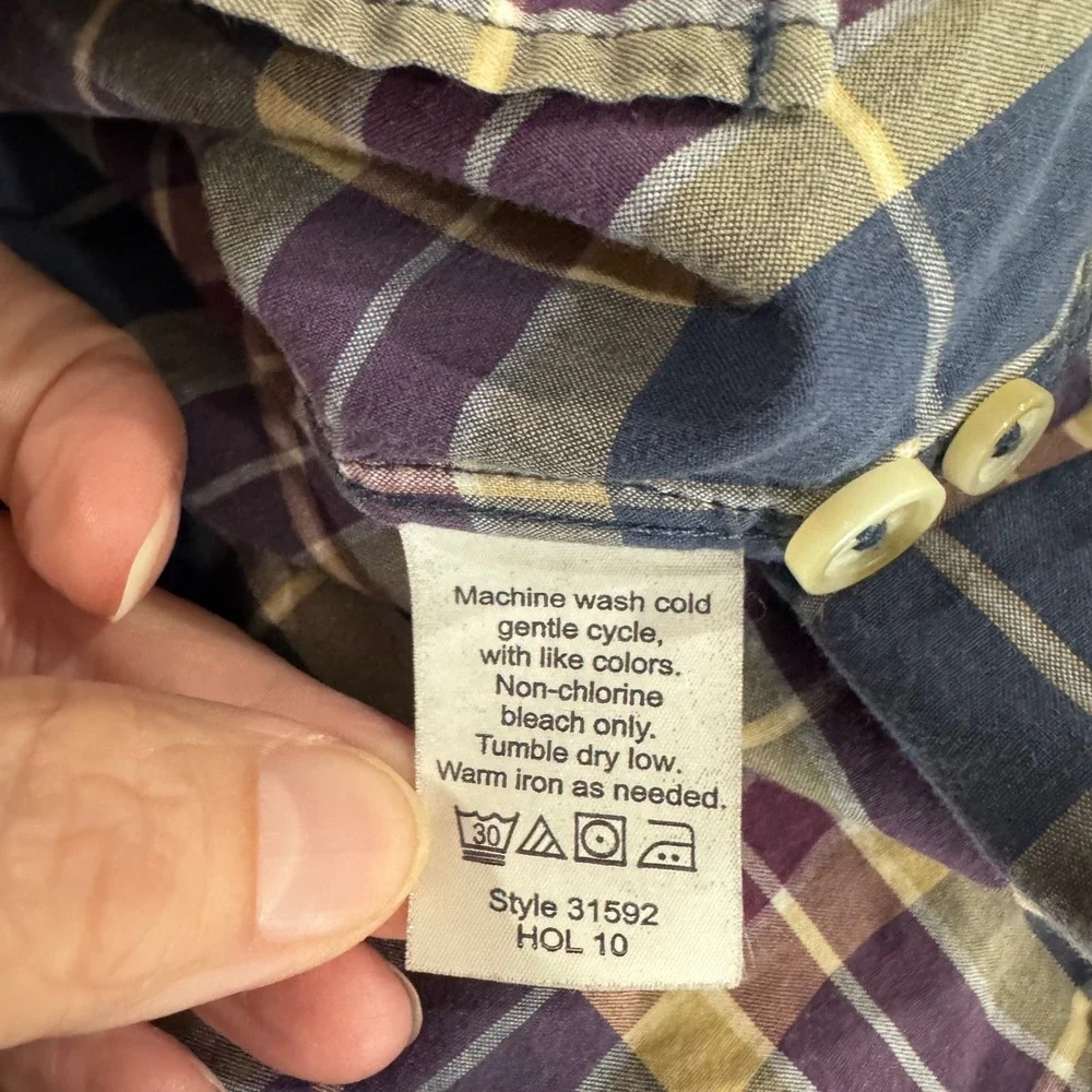 J Crew Mens Button Down Shirt Plaid Long Sleeve 2 Ply‎ Cotton Size L